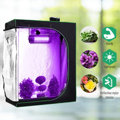 Outsunny Grow Tent odblaskowy Mylar Hydroponiczny z regulowanymi otworami wentylacyjnymi i tacką podłogową do uprawy roślin w pomieszczeniach, 120 x 60 x 150 cm (47" x 23,5" szer. x 59")