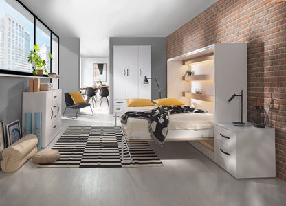 SPACEO Vertical Wall Bed 160x200 White / Black Handles