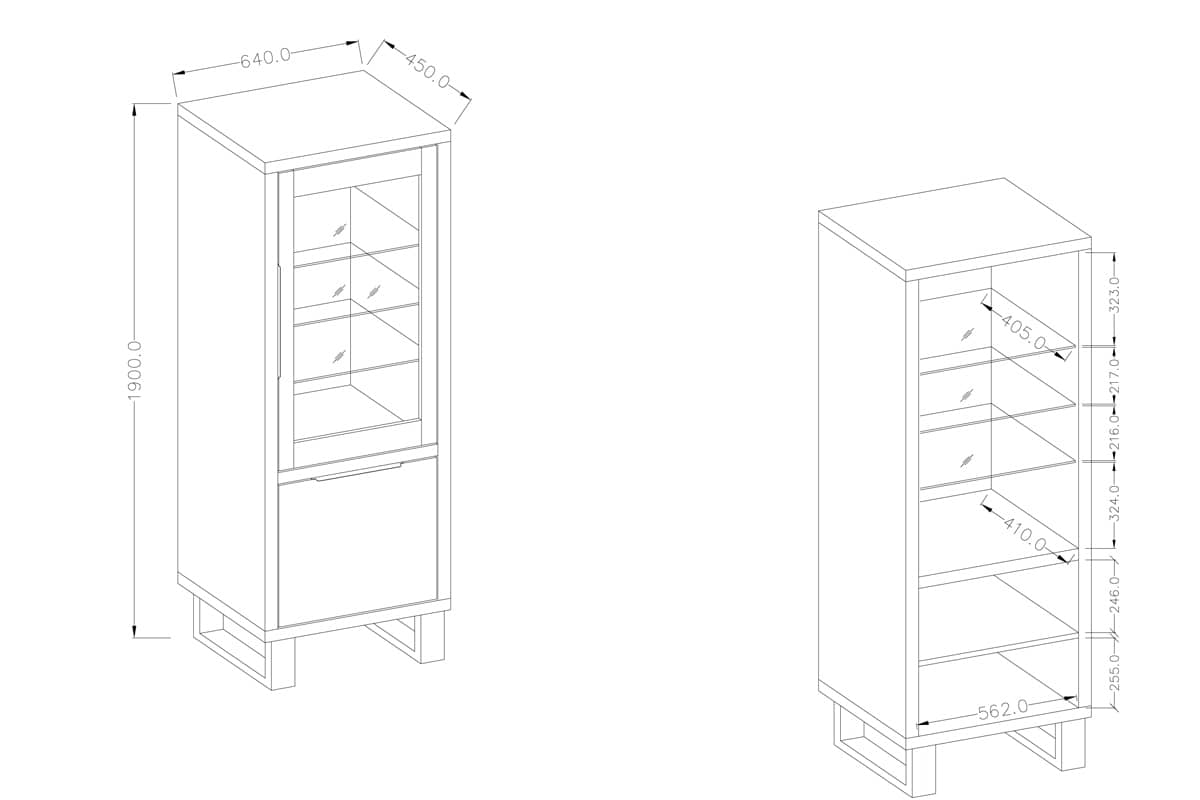 Halle 05 Tall Display Cabinet 84cm