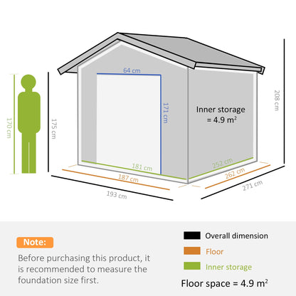 9FT x 6FT Galvanized Metal Garden Shed, Outdoor Storage Shed with Sloped Roof, Lockable Door, Tool Storage Shed for Backyard, Patio, White