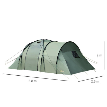 Outsunny 5 Man Camping Tent Camping Gazebo Garden Tent w/ Rainfly 3 Rooms Carry Bag