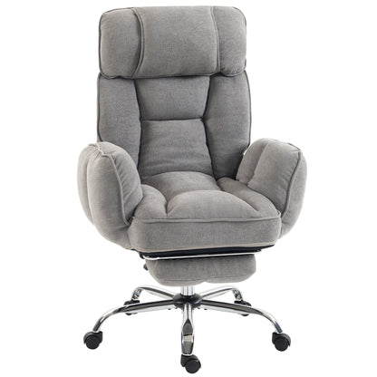 HOMCOM Executive Office Chair Height Adjustable Desk Chair Reclining Flip-up Armrest Footrest, Grey