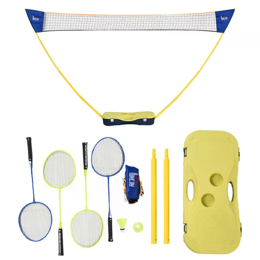 HOMCOM Portable Folding Badminton Net Set with 4 Badminton Rackets and 2 Nylon Shuttlecocks, for Adults Kids Indoor Outdoor Exercise Training