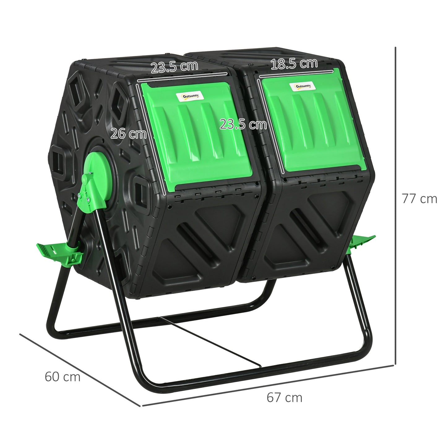 Kompostownik dwukomorowy Outsunny 130L – czarny