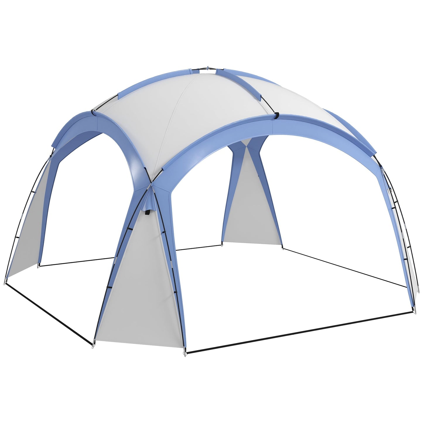 Outsunny 3.5 x 3.5M Camping Gazebo, Outdoor Event Shelter Dome Tent Garden Sun Shelter Patio Spire Arc Pavilion Camp Sun Shade, Light Blue