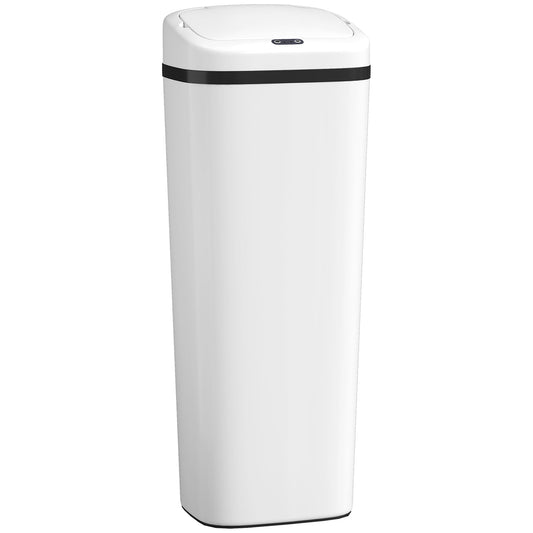 HOMCOM 50L Stainless Steel Sensor Bin - White