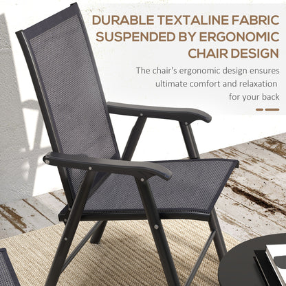 Outsunny Set of Four Folding Garden Chairs - Charcoal Grey