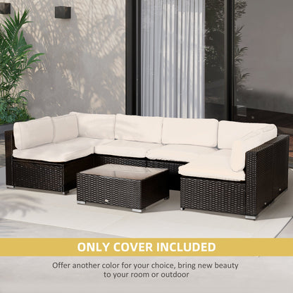 Outsunny Garden Rattan Sofa Seat Cushion Covers Replacement Outdoor, No Cushion Included, Beige