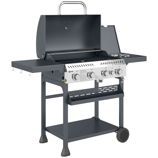 Outsunny Pięciopalnikowy grill gazowy ze stali z termometrem - czarny