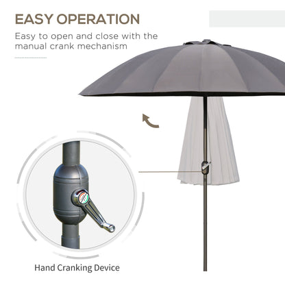 مظلة حديقة Outsunny مقاس Ф255cm مظلة للطاولة مع زر ضغط وساعد وأضلاع لحديقة الحديقة والفناء الخلفي وحمام السباحة باللون الرمادي الداكن
