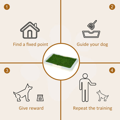 PawHut Puppy Training Pad, Indoor Portable Puppy Pad, with Artificial Grass, Grid, Panel, Tray, 63 x 48.5cm