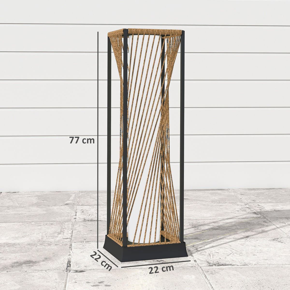 Outsunny Rattan Solar Garden Lights, Auto On/Off LED Floor Lamp, Sand Brown