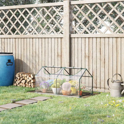 Outsunny Mini szklarnia przenośna doniczka do kwiatów warzywnych do ogrodu na podwórku z zapinanymi na zamek oknami, 120 x 60 x 60 cm, przezroczysta