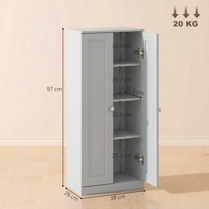 HOMCOM Narrow Bathroom Cabinet, Slim Storage Cabinet with 2 Doors & 4 Tiers, Freestanding Narrow Cupboard
