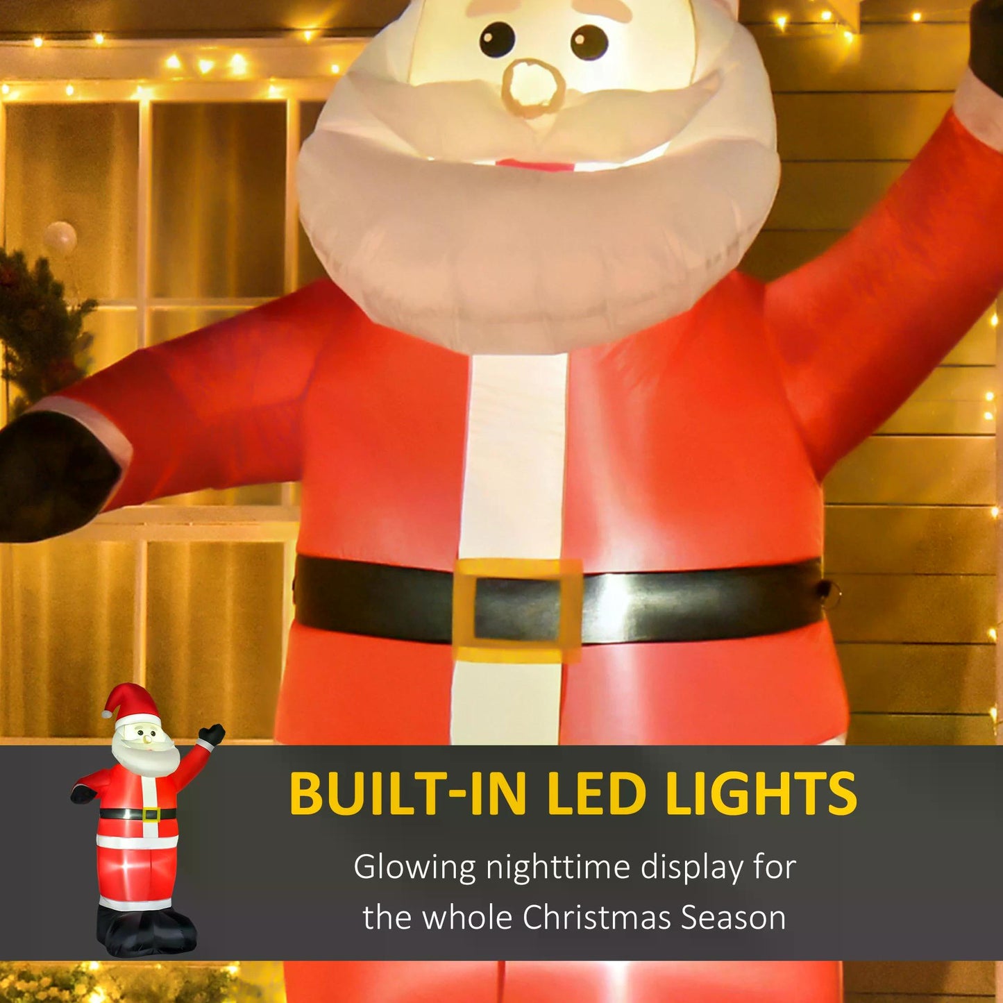HOMCOM 8ft Inflatable Christmas Santa Claus Xmas Decoration with LED Holiday Air Blown Yard Outdoor DŽcor
