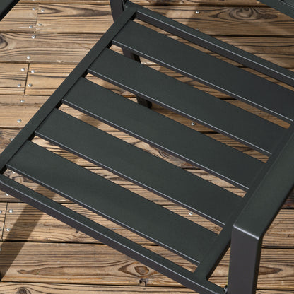 Outsunny Siedmioczęściowy minimalistyczny metalowy zestaw ogrodowy z otworem na parasol - czarny