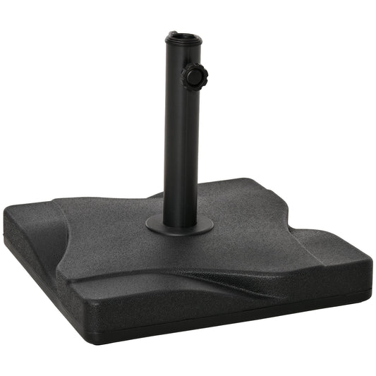 Outsunny 20kg Square Parasol Base Outdoor Garden Cement Umbrella Weight Stand Holder, Fits â32mm,â38mm,â48mm Pole - Black