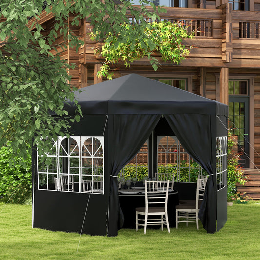 Outsunny 4 m Party Tent Wedding Gazebo Outdoor Waterproof PE Canopy Shade with 6 Removable Side Walls