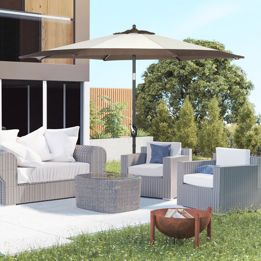 Outsunny 2,7 ​​m Parasol ogrodowy z 8 metalowymi żebrami, pochylany i korbowy, zewnętrzne osłony przeciwsłoneczne do ogrodu, na patio, na plażę, do kawiarni