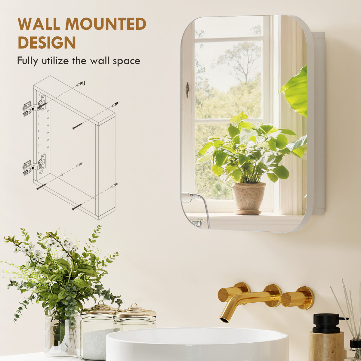 HOMCOM Bathroom Medicine Cabinet with Mirror, Bathroom Wall Cabinet with Adjustable Shelves, Soft Close Hinges, White