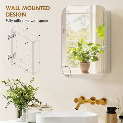 HOMCOM Bathroom Medicine Cabinet with Mirror, Bathroom Wall Cabinet with Adjustable Shelves, Soft Close Hinges, White