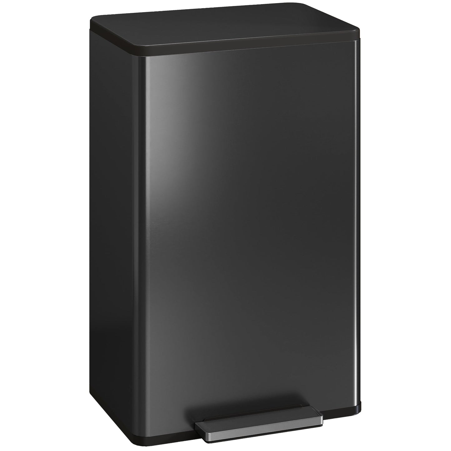 HOMCOM 45L Kitchen Bin, Pedal Bin with Soft-Close and Stay-Open Lid, Removable Inner Bucket, Odor Control for Kitchen, Office