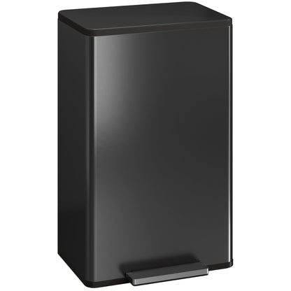 HOMCOM 45L Kitchen Bin, Pedal Bin with Soft-Close and Stay-Open Lid, Removable Inner Bucket, Odor Control for Kitchen, Office