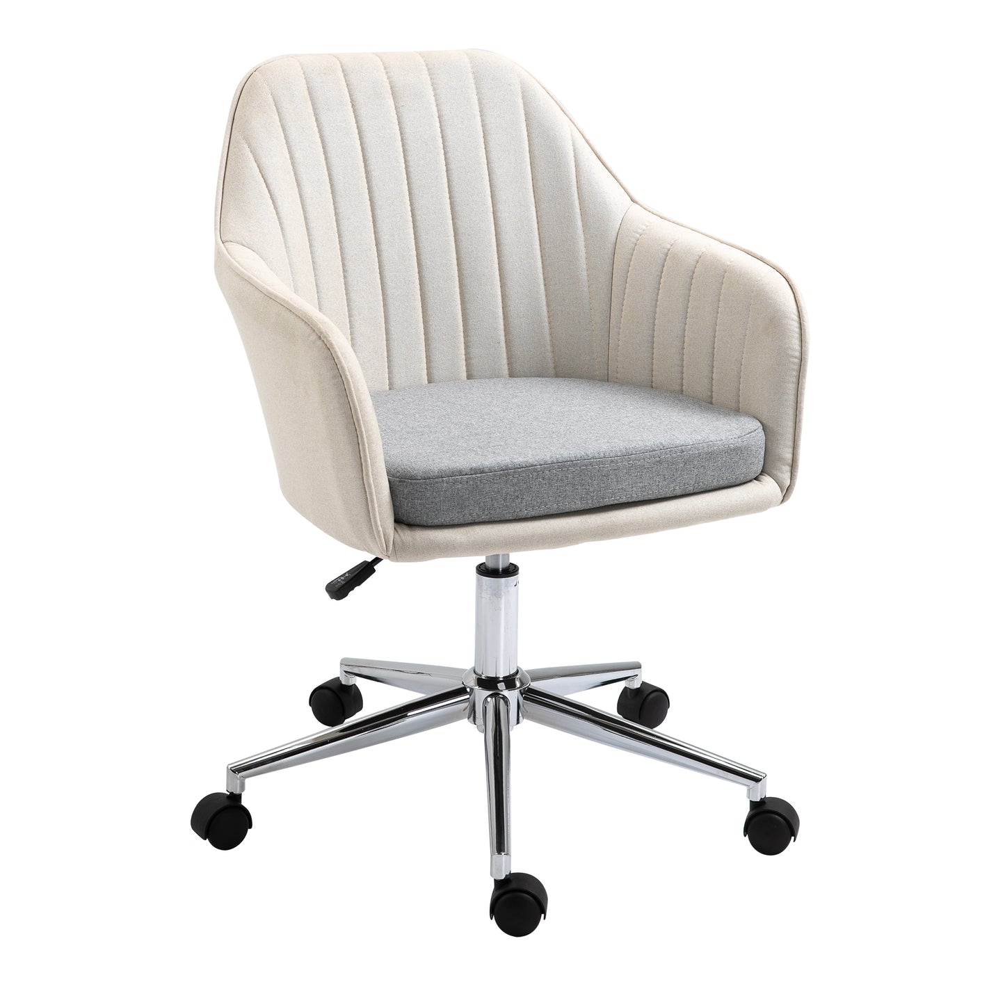 Vinsetto Home Office Chair Wygodny fotel biurowy do komputera Obrotowy fotel roboczy ze złotą podstawą, fotel toaletowy dla nastolatków i dorosłych, beżowy