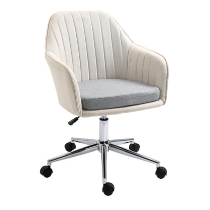 Vinsetto Home Office Chair Wygodny fotel biurowy do komputera Obrotowy fotel roboczy ze złotą podstawą, fotel toaletowy dla nastolatków i dorosłych, beżowy