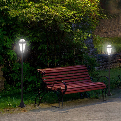Outsunny 2 szt. 1,3 m Lampa ogrodowa solarna LED zasilana energią słoneczną Latarnia na patio, ścieżka, chodnik, wodoodporna, automatyczny przełącznik, 6 godzin, czarna