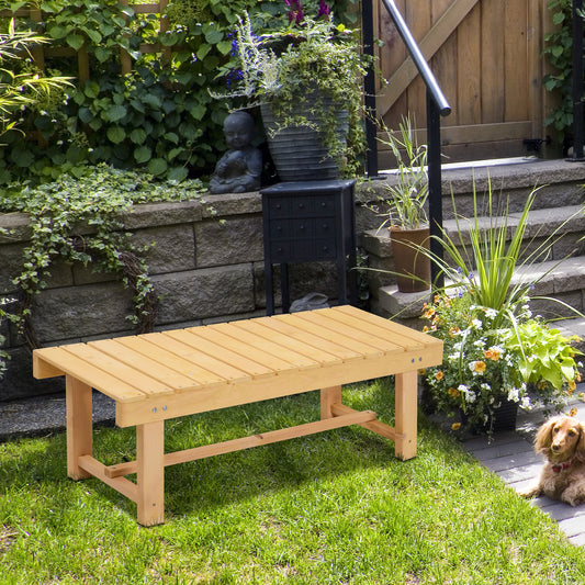 Outsunny 3-częściowa 2-osobowa ławka ogrodowa do użytku na zewnątrz i wewnątrz, drewniana, jodła, patio, 110 dł. x 38 szer. x 35 wys. cm, naturalna