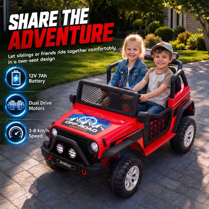 AIYAPLAY 12V Kids Electric Ride on Car with 2 Motors, Remote Control, Soft Start, Four-Wheel Suspension, Seat Belt
