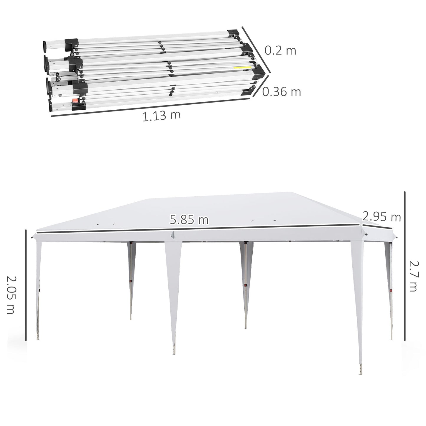 Outsunny 6 x 3(m) Garden Large Gazebo Canopy Waterproof Outdoor Party Tent Marquee