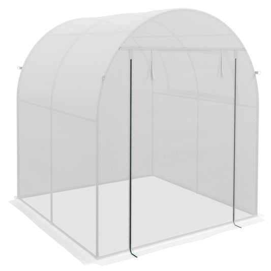 Outsunny Walk in Polytunnel Greenhouse, Green House for Garden with Roll-up Window and Door, 1.8 x 1.8 x 2 m, White