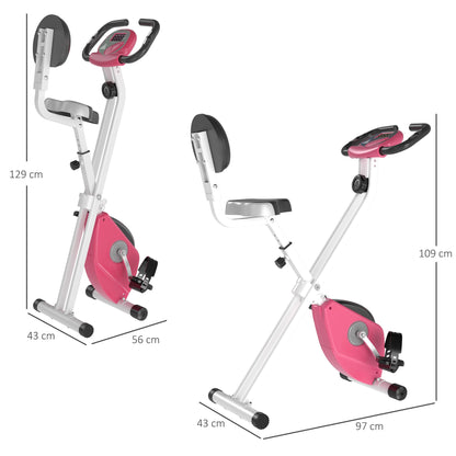 Magnetic Resistance Exercise Bike Foldable w/ LCD Monitor Adjustable Seat Heart Rate Monitors Foot Pads Home Office Fitness Training Workout