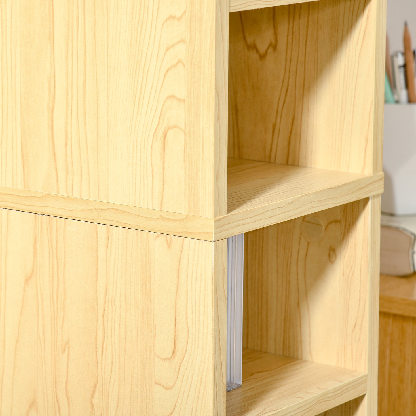 HOMCOM 204 CD Tall Narrow Media Storage Tower - Oak Tone