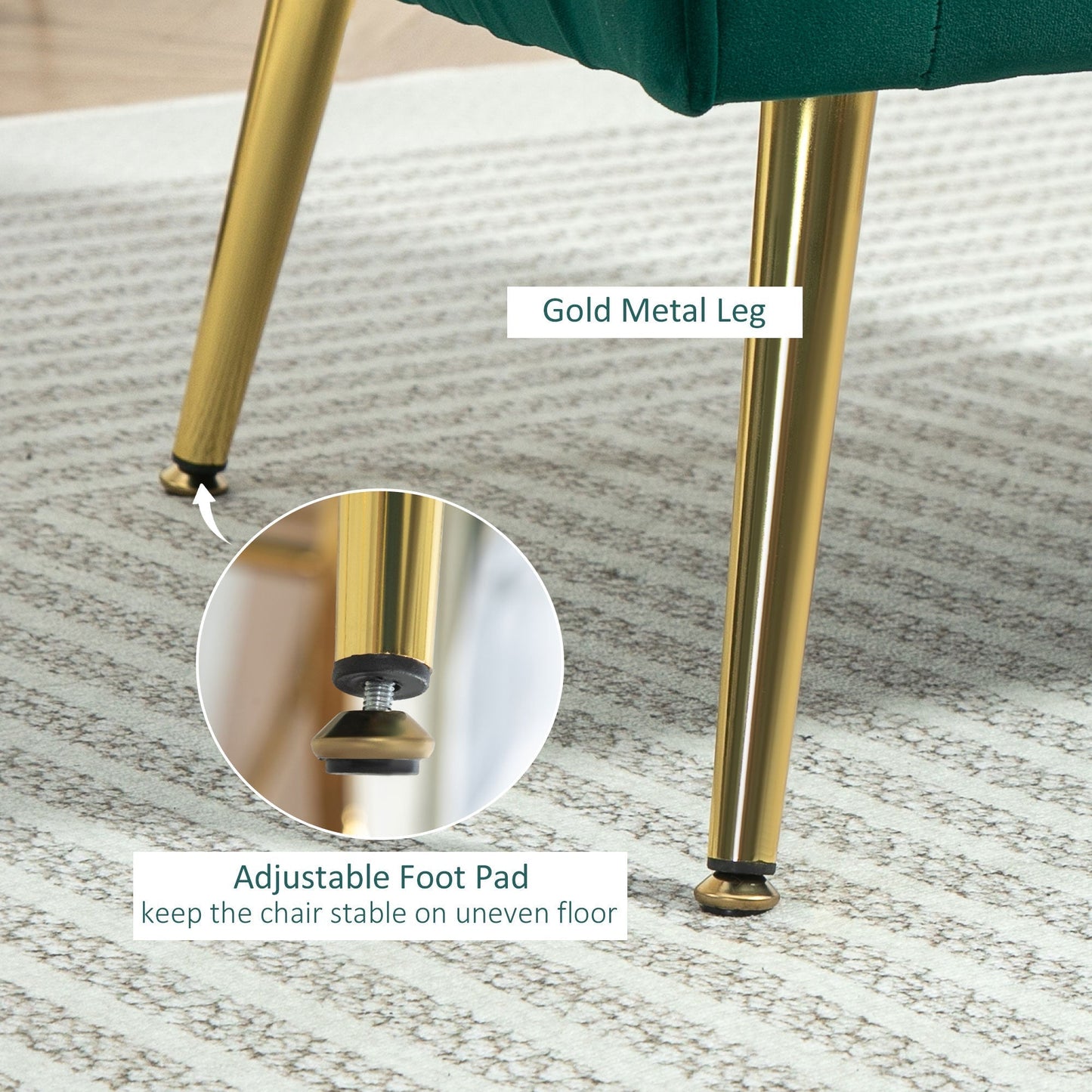 HOMCOM Velvet-Feel Shell Back Accent Chair - Green