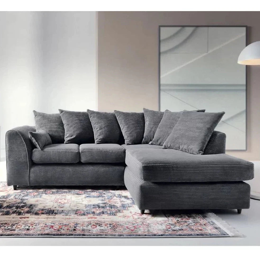 Jumbo Cord Grey Corner Sofa