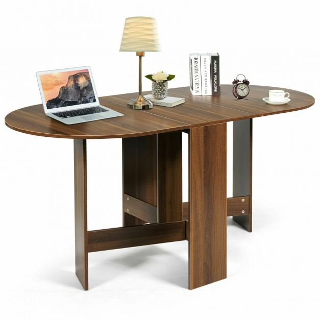 Wooden Folding Dining Table with 3 Convertible Shapes
