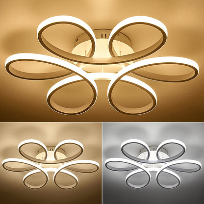 Floral 6 Rings Modern LED Ceiling Light Dimmable with Remote Control