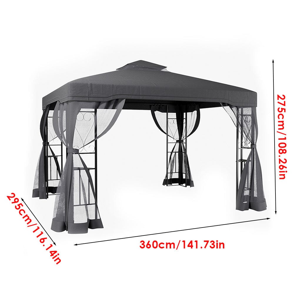 6x3M Premium Iron Pergola with Retractable Canopy and Mesh Screens