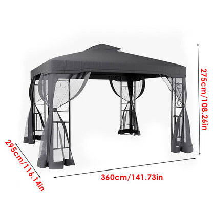 6x3M Premium Iron Pergola with Retractable Canopy and Mesh Screens