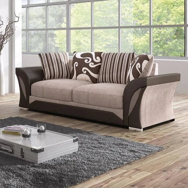 Sparrow Chenille Fabric 3 Seater and 2 Seater Sofa Set - Black & Grey / Brown & Beige