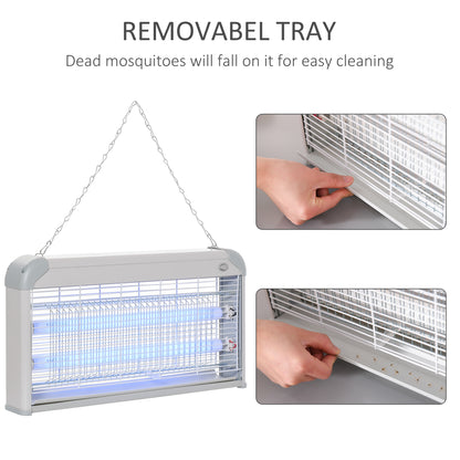 Outsunny Wall Hanging Bug Zapper, 30W Electric Fly Zapper Mosquito Killer, 60√£≈Ω¬° Coverage Insect Killer, Indoor Outdoor Use, Grey