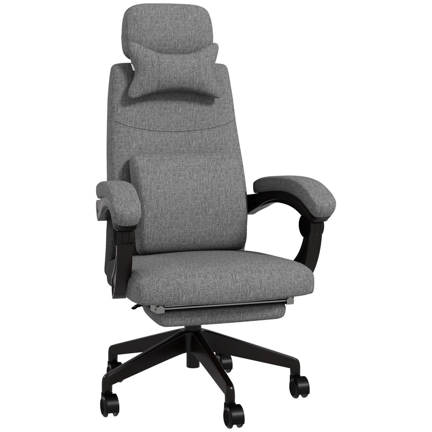 Vinsetto Linen-Look Office Chair, with 160¡ Reclining Back and Footrest - Grey