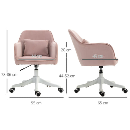 Vinsetto Velvet Style Office Chair with Rechargeable Electric Vibration Massage Lumbar Pillow, Wheels, Pink