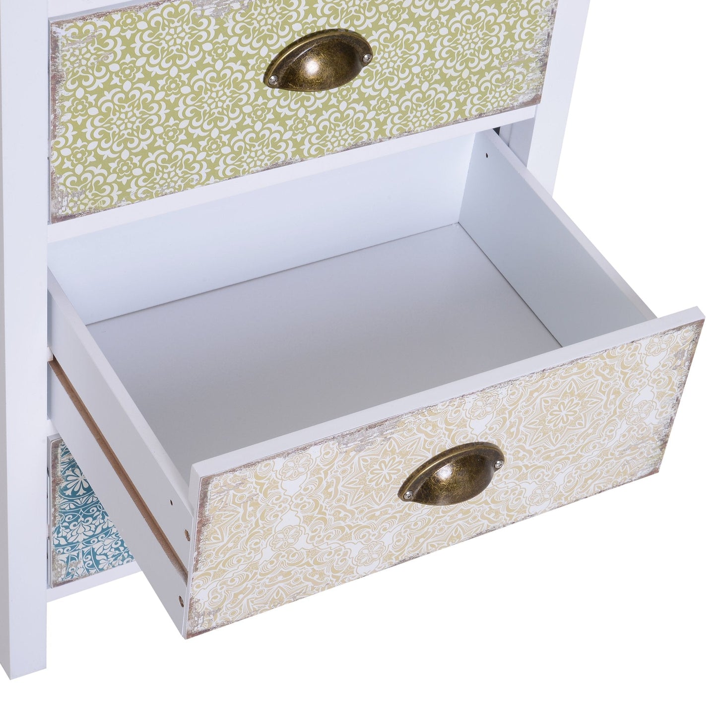 Retro Style Effect Storage Drawer Chest Unit, 46Wx34Dx94H cm-White