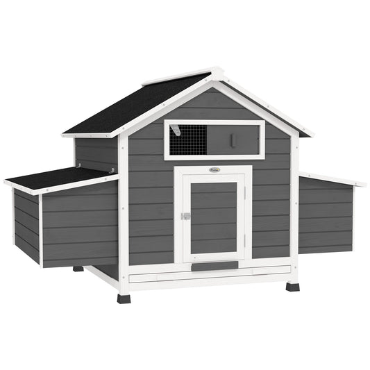 PawHut Chicken Coop, Wooden Outdoor Hen House with Nesting Box, Openable Waterproof Top, Pull-Out Tray, 150 x 100 x 97cm