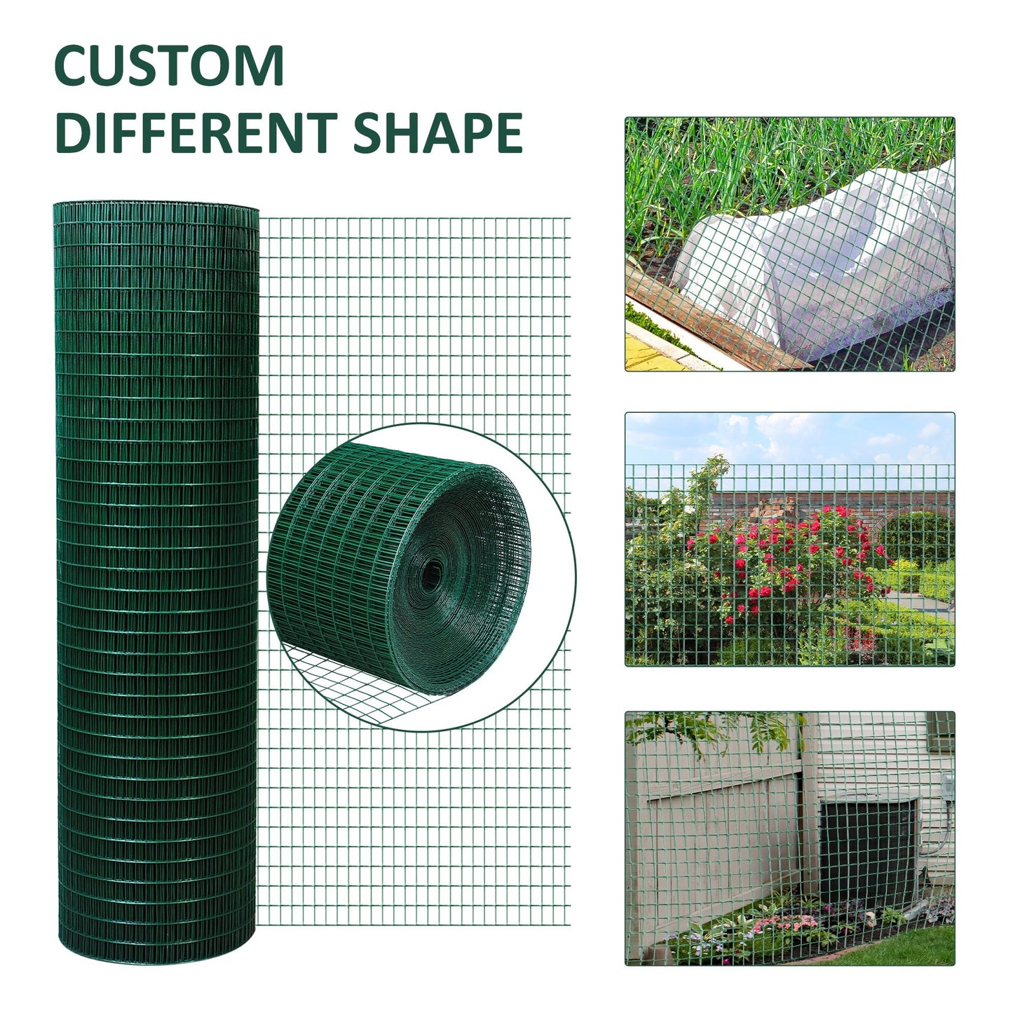 Pawhut PVC Coated Welded Wire Mesh Fencing Pet Rabbit Chicken Poultry Aviary Fence Run Hutch 30m Dark Green