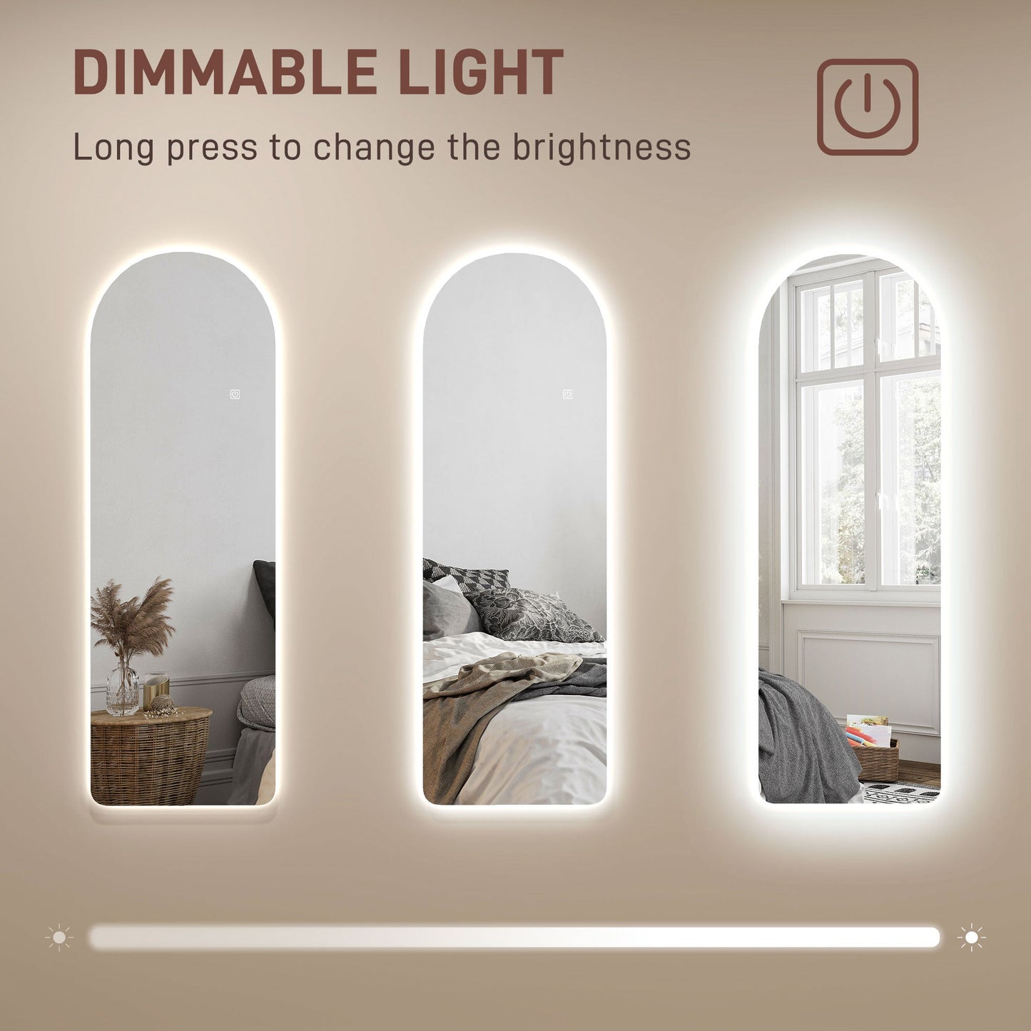 HOMCOM 120 x 40cm Lustro łukowe z oświetleniem LED